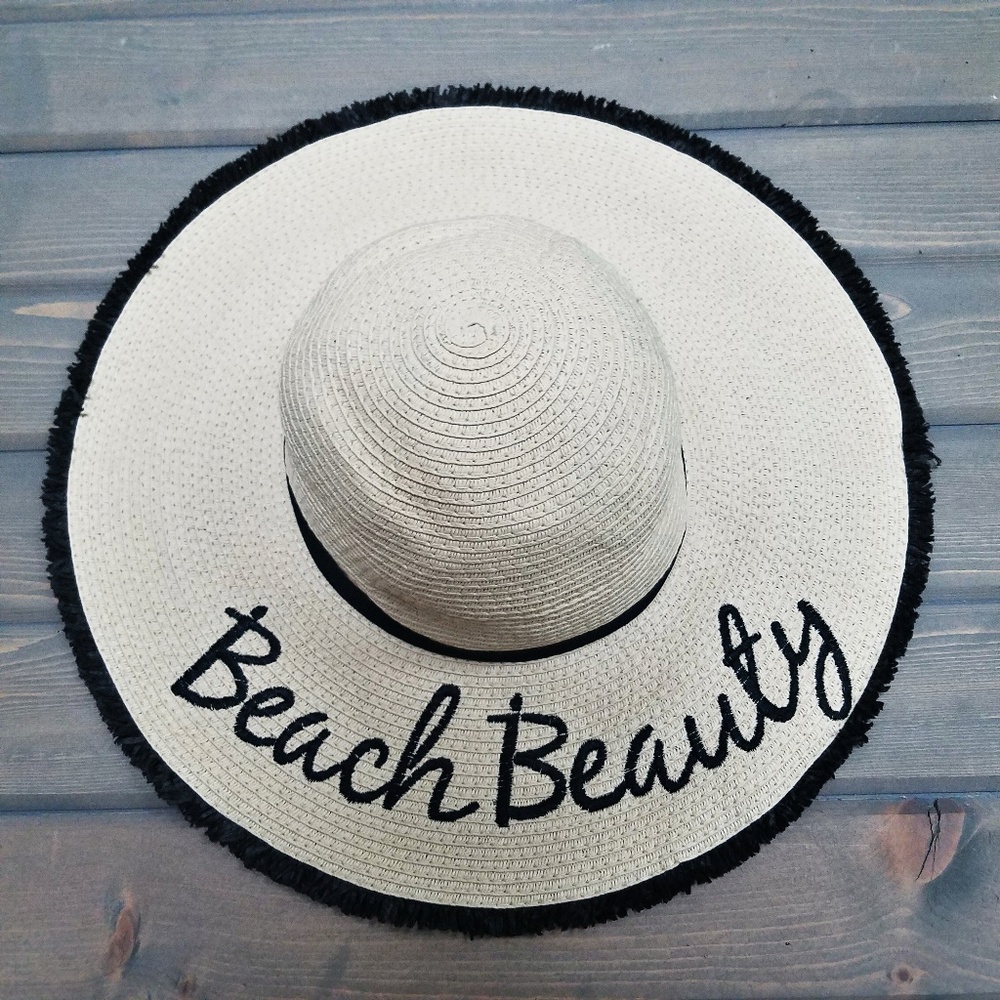 Straw Hat | Beach Beauty with Black Fringe